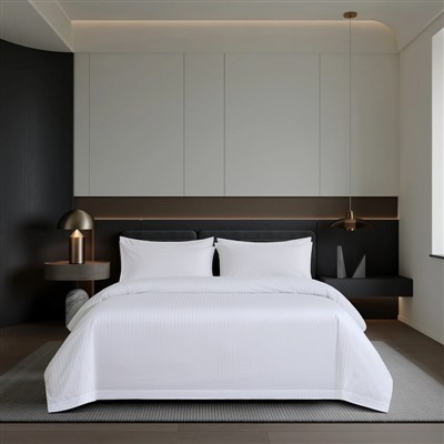 Tsev so Dawb Sateen Stripe txaj pw