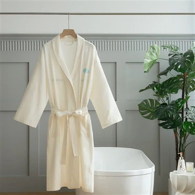 Tawm -Dawb Paj Rwb Linen Da Dej Robe